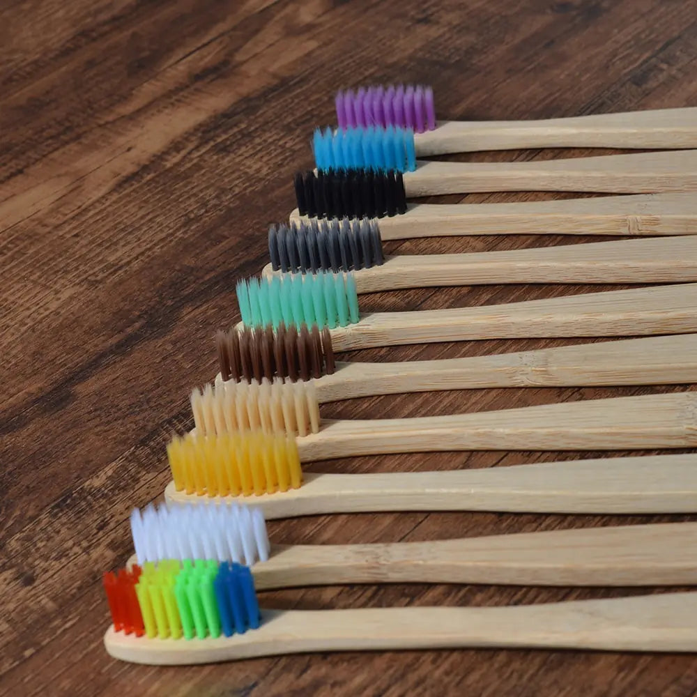 Bunte Zahnbürste Bambus
